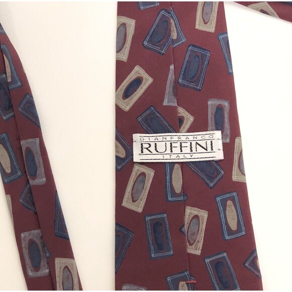 Gianfranco Ruffini Italy Neck Tie 100% Italian Silk 60” Long, Maroon Multi Color - Picture 5 of 5